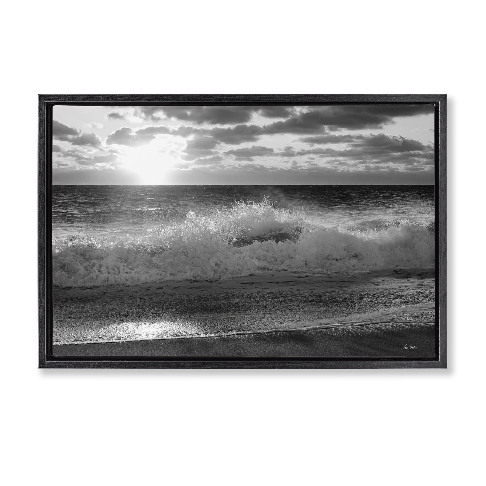 Stupell Industries Crashing Sea Waves Landscape & Nature Photography Black Floater Framed Canvas Art Print Wall Art, 25 x 17