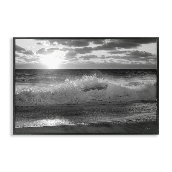 Stupell Industries Crashing Sea Waves Landscape & Nature Photography Black Framed Art Print Wall Art, 18 x 12