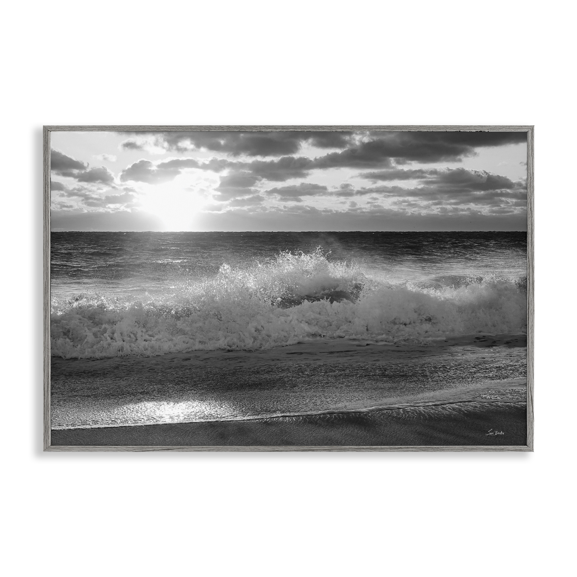 Stupell Industries Crashing Sea Waves Landscape & Nature Photography Gray Framed Art Print Wall Art, 18 x 12