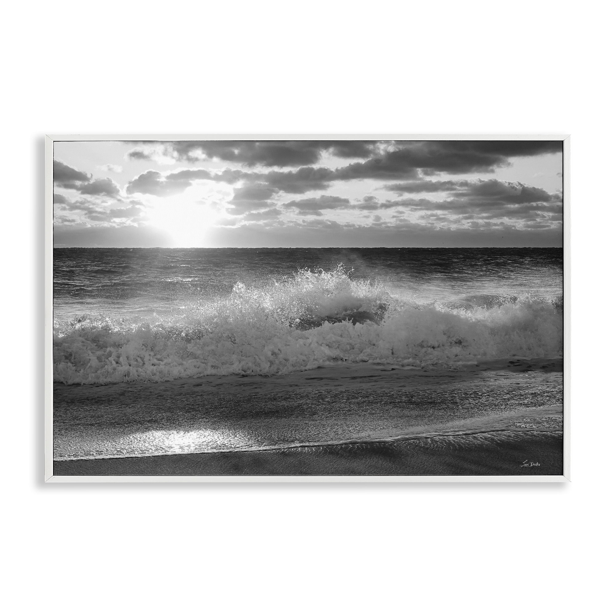 Stupell Industries Crashing Sea Waves Landscape & Nature Photography White Framed Art Print Wall Art, 24 x 16