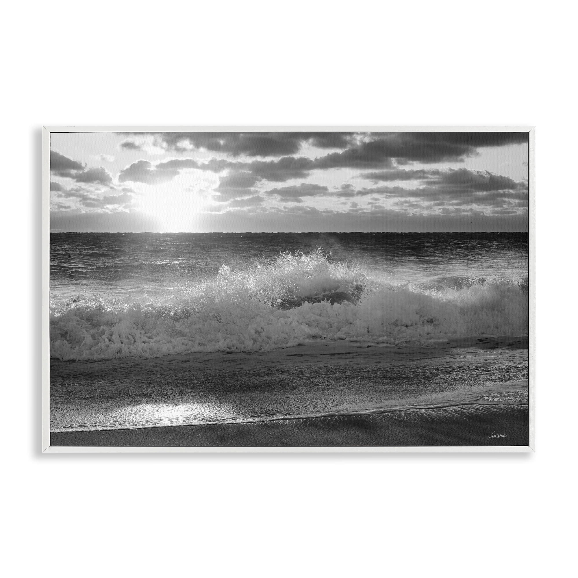 Stupell Industries Crashing Sea Waves Landscape & Nature Photography White Framed Art Print Wall Art, 30 x 20