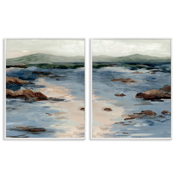 Stupell Industries Crashing Tides Landscape 2 Piece White Framed Giclee Art Set design by Jacob Q, 30 x 24