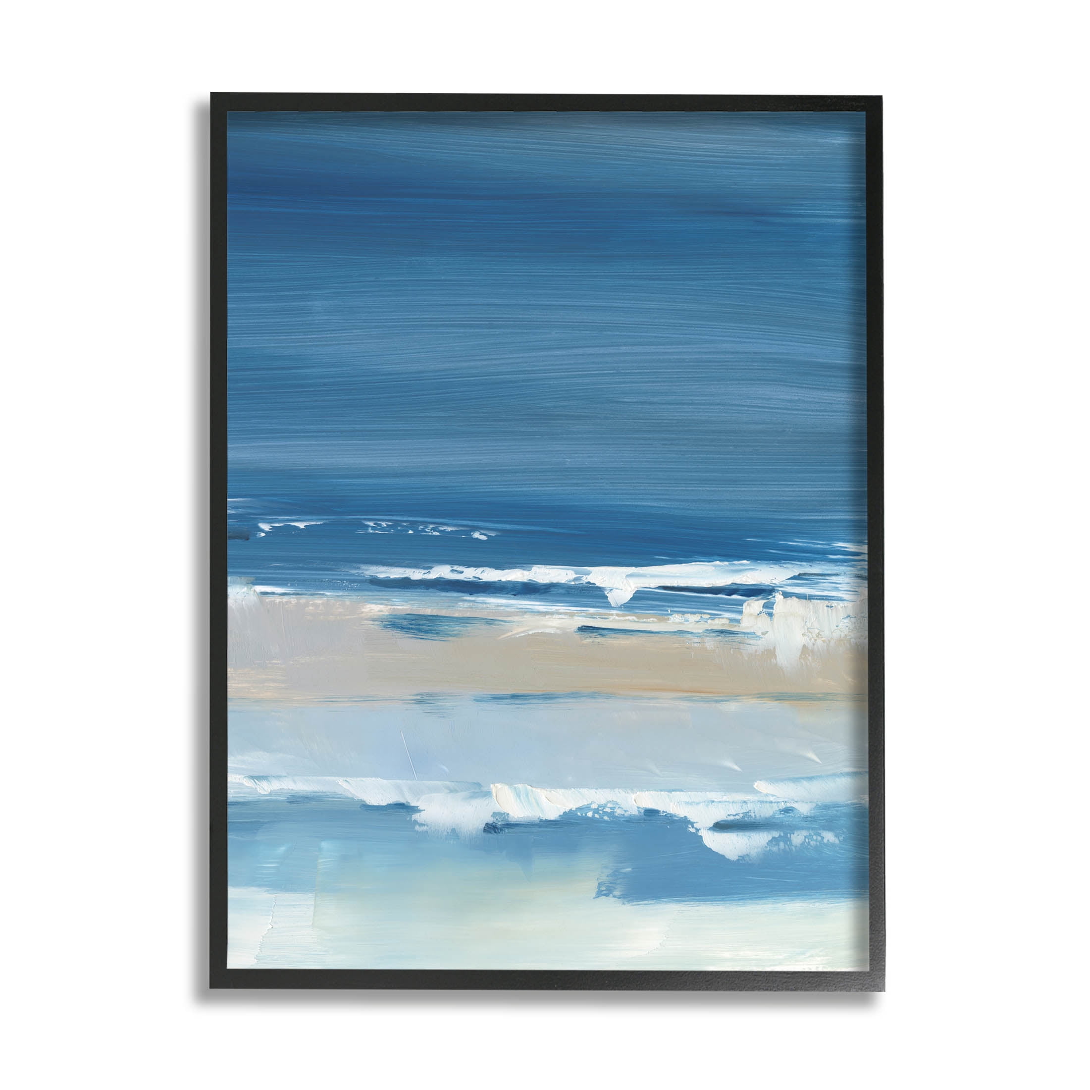 Stupell Industries Crashing Waves Ocean Shoreline Beach Painting Black Framed Art Print Wall Art, Design by Ethan Harper