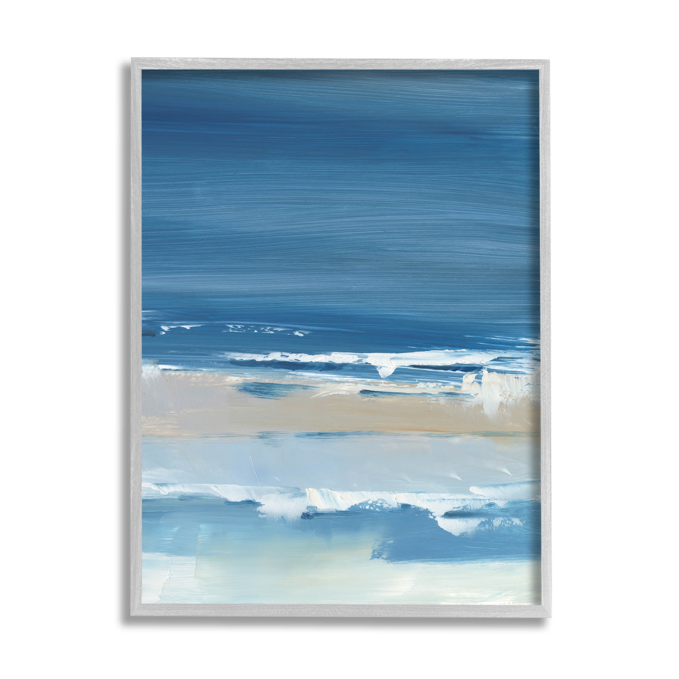 Stupell Industries Crashing Waves Ocean Shoreline Beach Painting Gray Framed Art Print Wall Art, Design by Ethan Harper