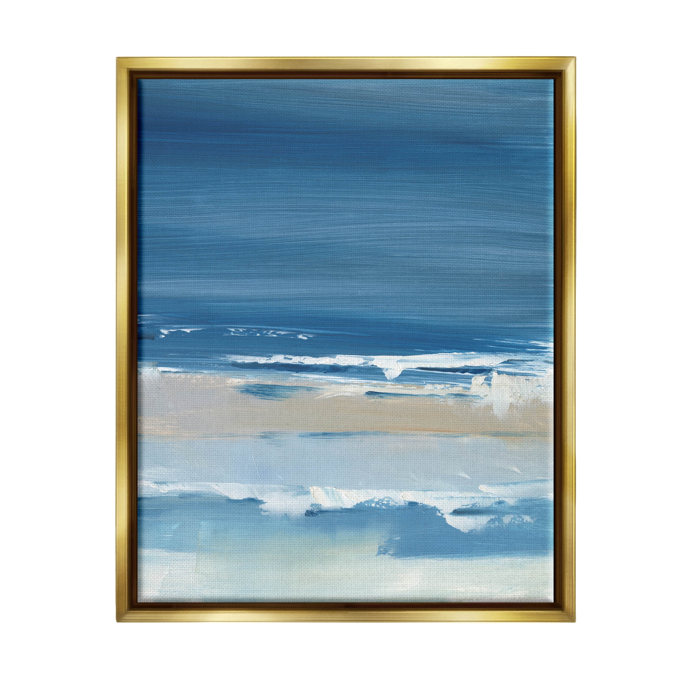 Stupell Industries Crashing Waves Ocean Shoreline Beach Painting Metallic Gold Floating Framed Canvas Print Wall Art, Design by Ethan Harper