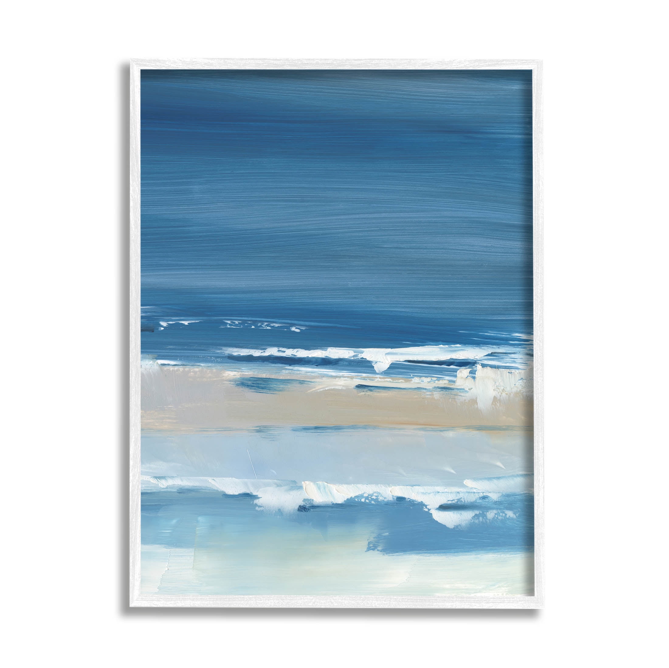 Stupell Industries Crashing Waves Ocean Shoreline Beach Painting White Framed Art Print Wall Art, Design by Ethan Harper