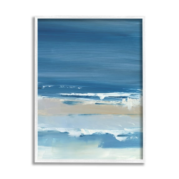 Stupell Industries Crashing Waves Ocean Shoreline Beach Painting White Framed Art Print Wall Art, Design by Ethan Harper