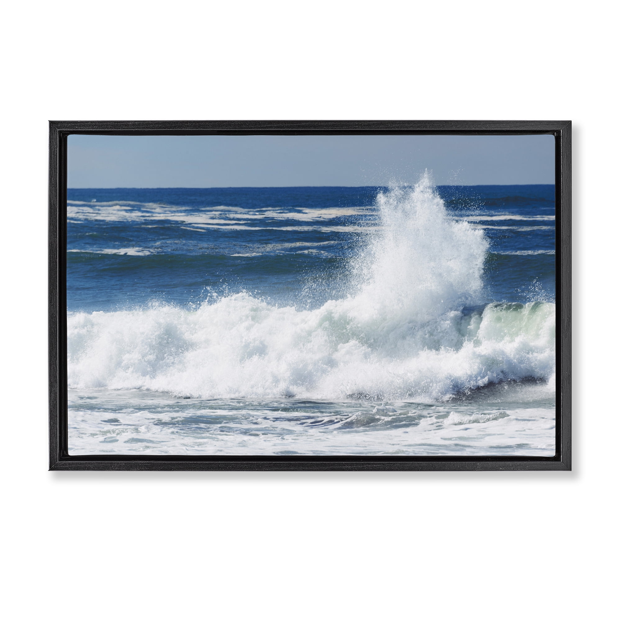 Stupell Industries Crashing Waves Splash Black Framed Floater Canvas Wall Art, design by JLM Photographs