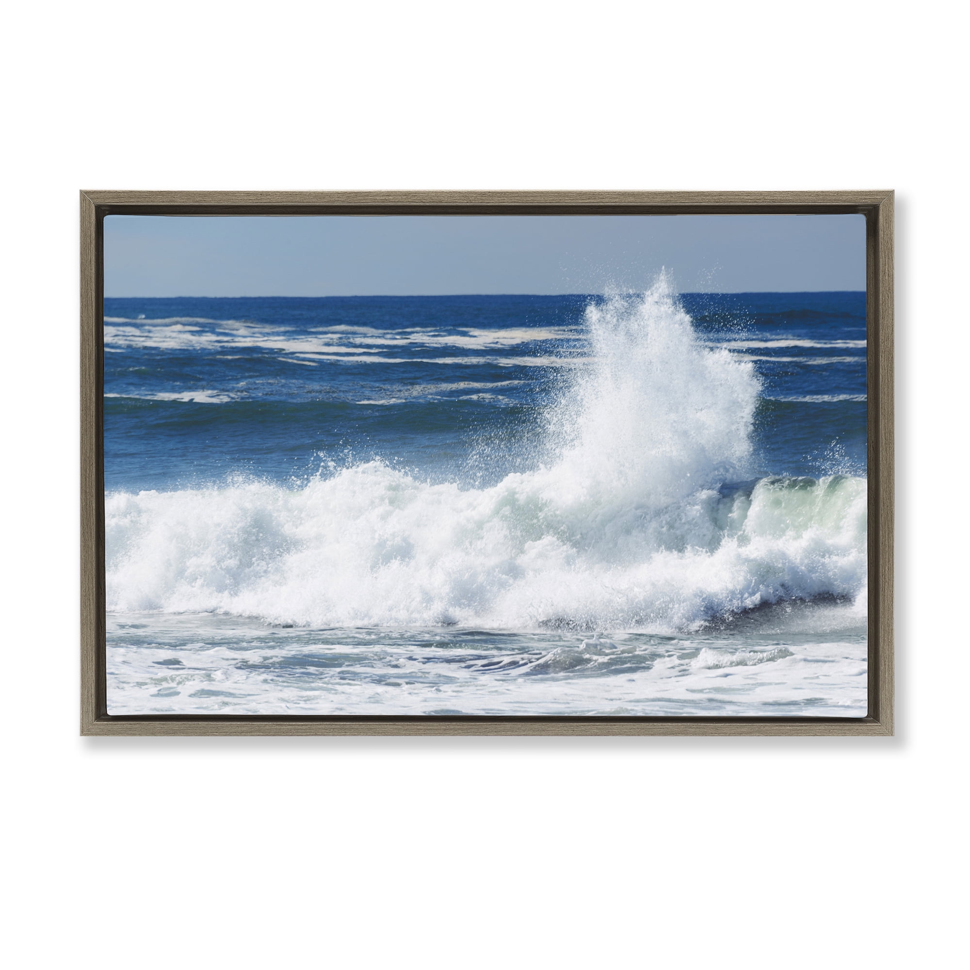 Stupell Industries Crashing Waves Splash Brown Framed Floater Canvas Wall Art, design by JLM Photographs