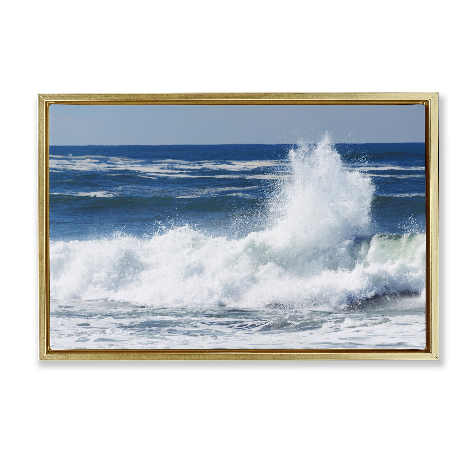 Stupell Industries Crashing Waves Splash Gold Framed Floater Canvas Wall Art, design by JLM Photographs