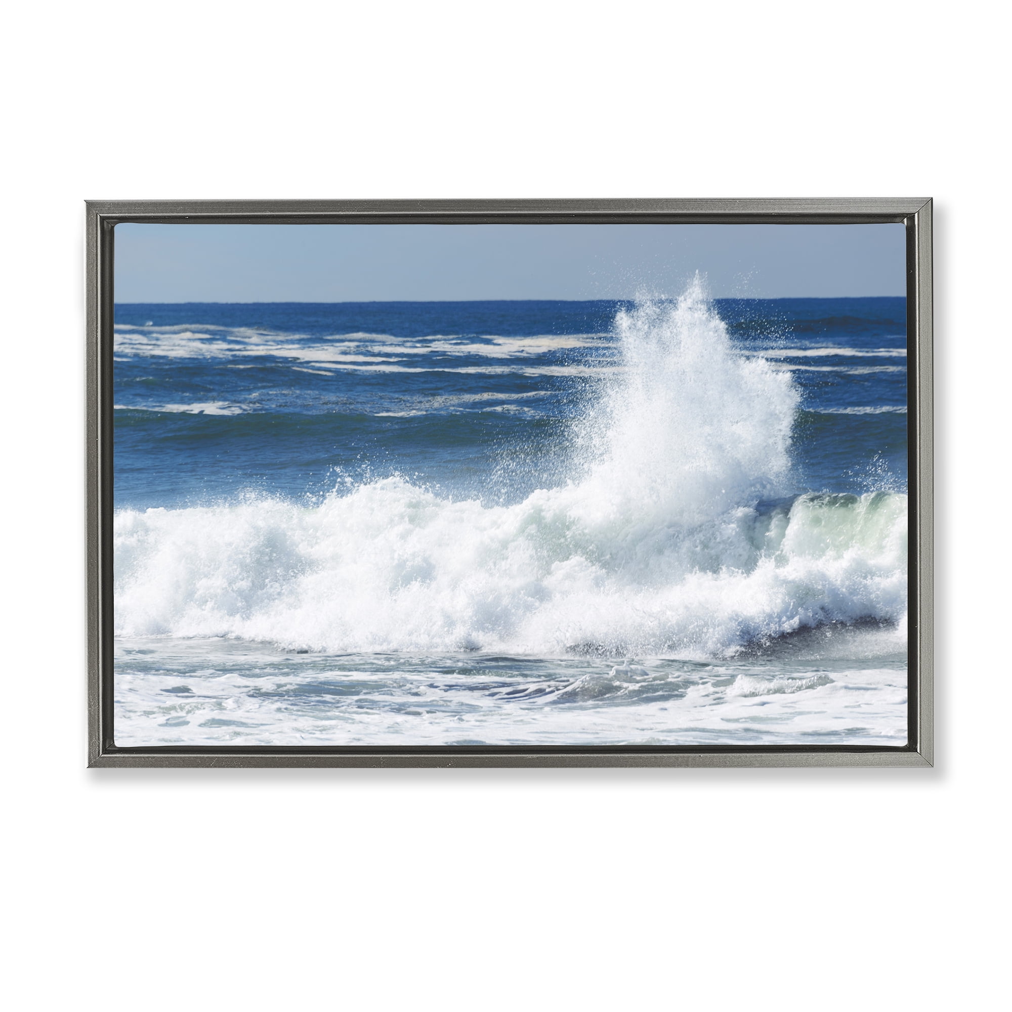Stupell Industries Crashing Waves Splash Gray Framed Floater Canvas Wall Art, design by JLM Photographs