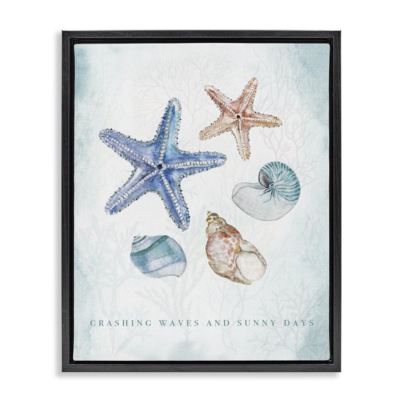 Stupell Industries Rustic Lodge Crashing Waves & Sunny Days Black Floating Frame Canvas Art, 25 x 31, by Janet Tava
