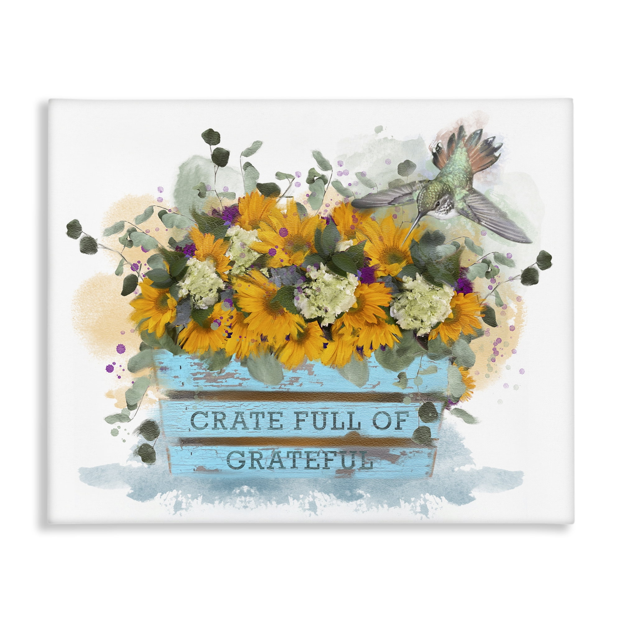 Stupell Industries Crate Full Of Grateful Botanical & Floral Painting Gallery Wrapped Canvas Art Print Wall Art, 30 x 24