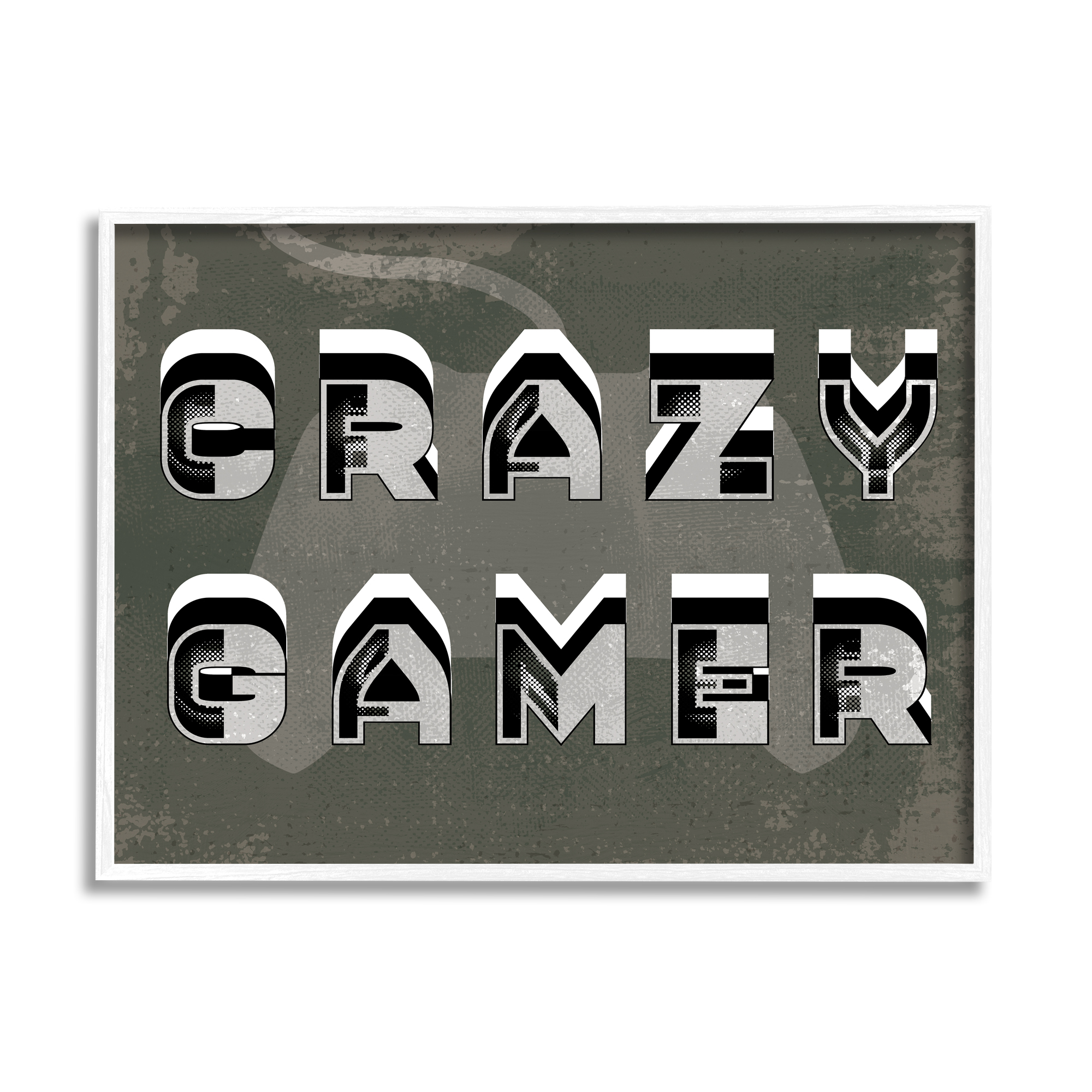 Stupell Industries Crazy Gamer Quote Industrial Typography Rustic Controller, 24 x 30, Designed by Daphne Polselli