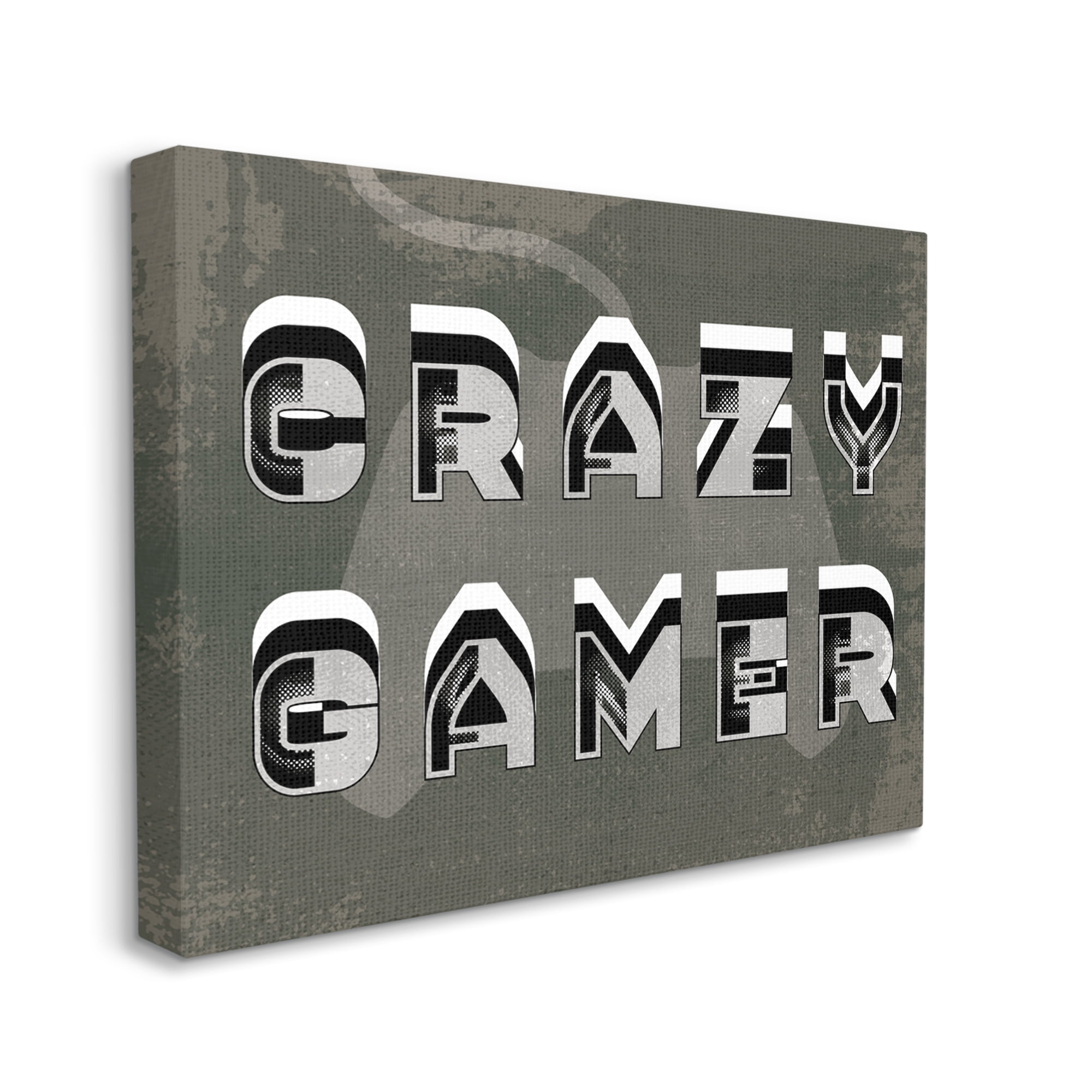 Stupell Industries Crazy Gamer Quote Industrial Typography Rustic Controller, 30 x 40, Designed by Daphne Polselli