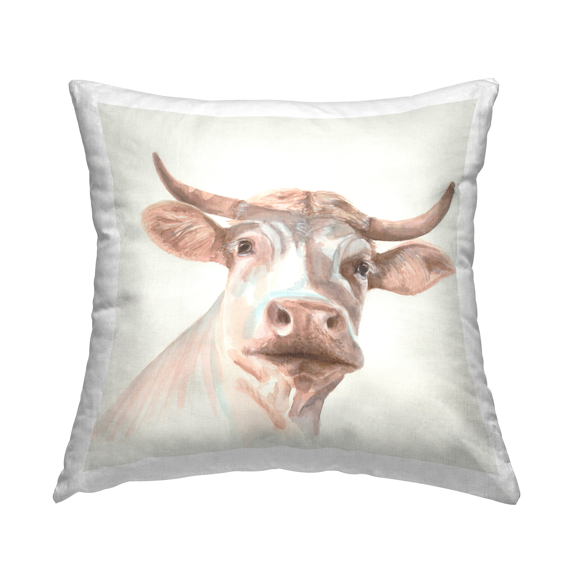 Stupell Industries Cream Beige Cow Decorative Printed Throw Pillow Design by Errico & Slyp.