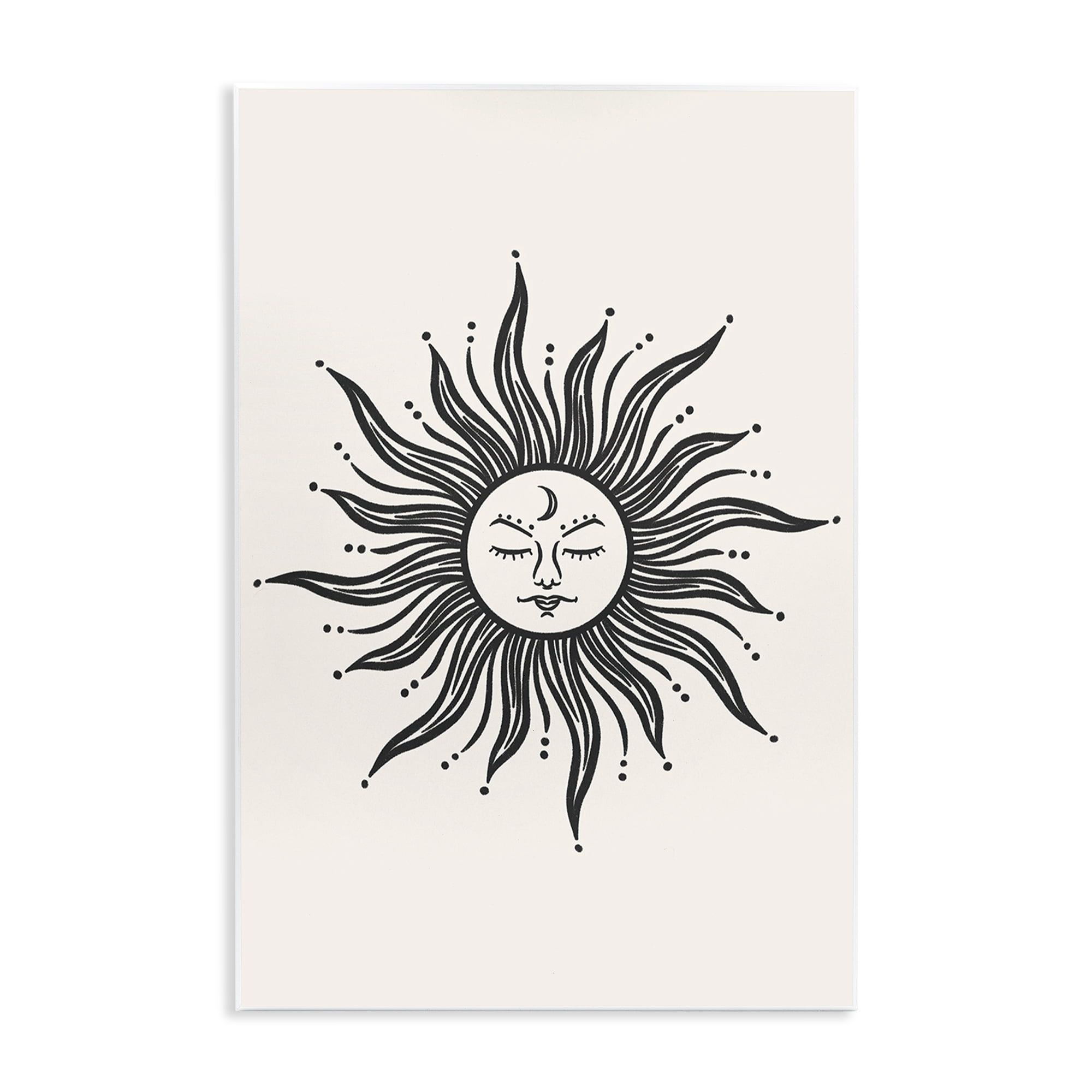 Stupell Industries Cream & Black Sun Astrology & Stars Painting Unframed Art Print Wall Art, 10 x 15