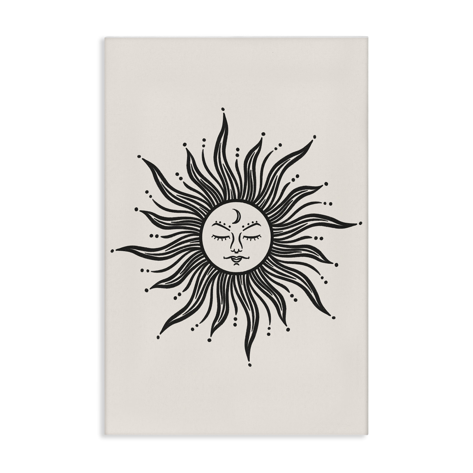 Stupell Industries Cream & Black Sun Astrology & Stars Painting Wrapped Canvas Art Print Wall Art, 16 x 24