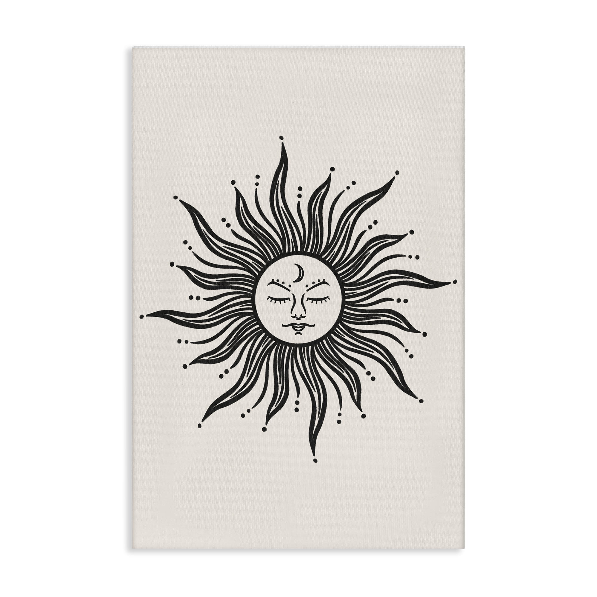 Stupell Industries Cream & Black Sun Astrology & Stars Painting Wrapped Canvas Art Print Wall Art, 24 x 36