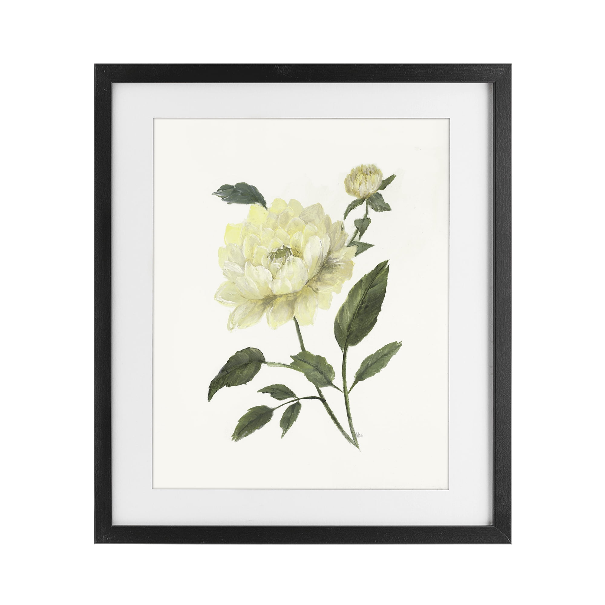 Stupell Industries Cream Garden Peony with Buds Black Framed Print Under Glass, design by Nan