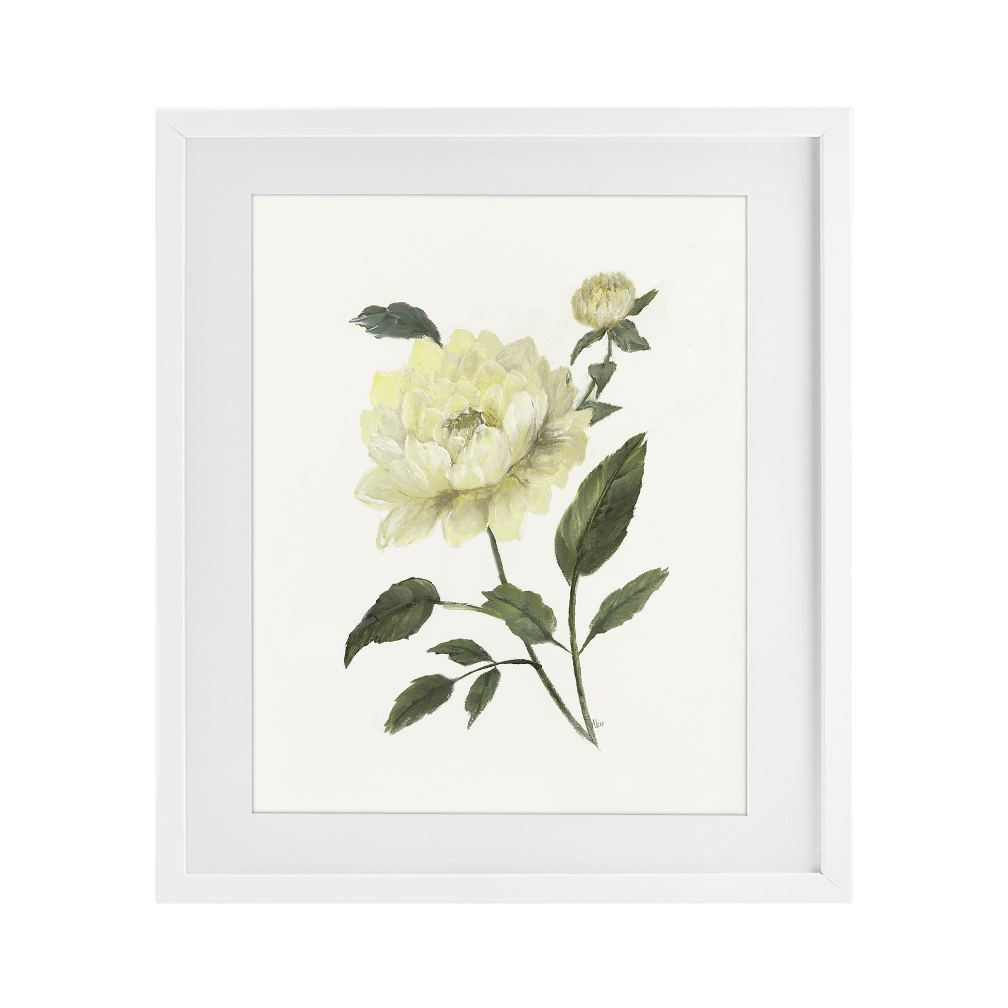 Stupell Industries Cream Garden Peony with Buds White Framed Print Under Glass, design by Nan