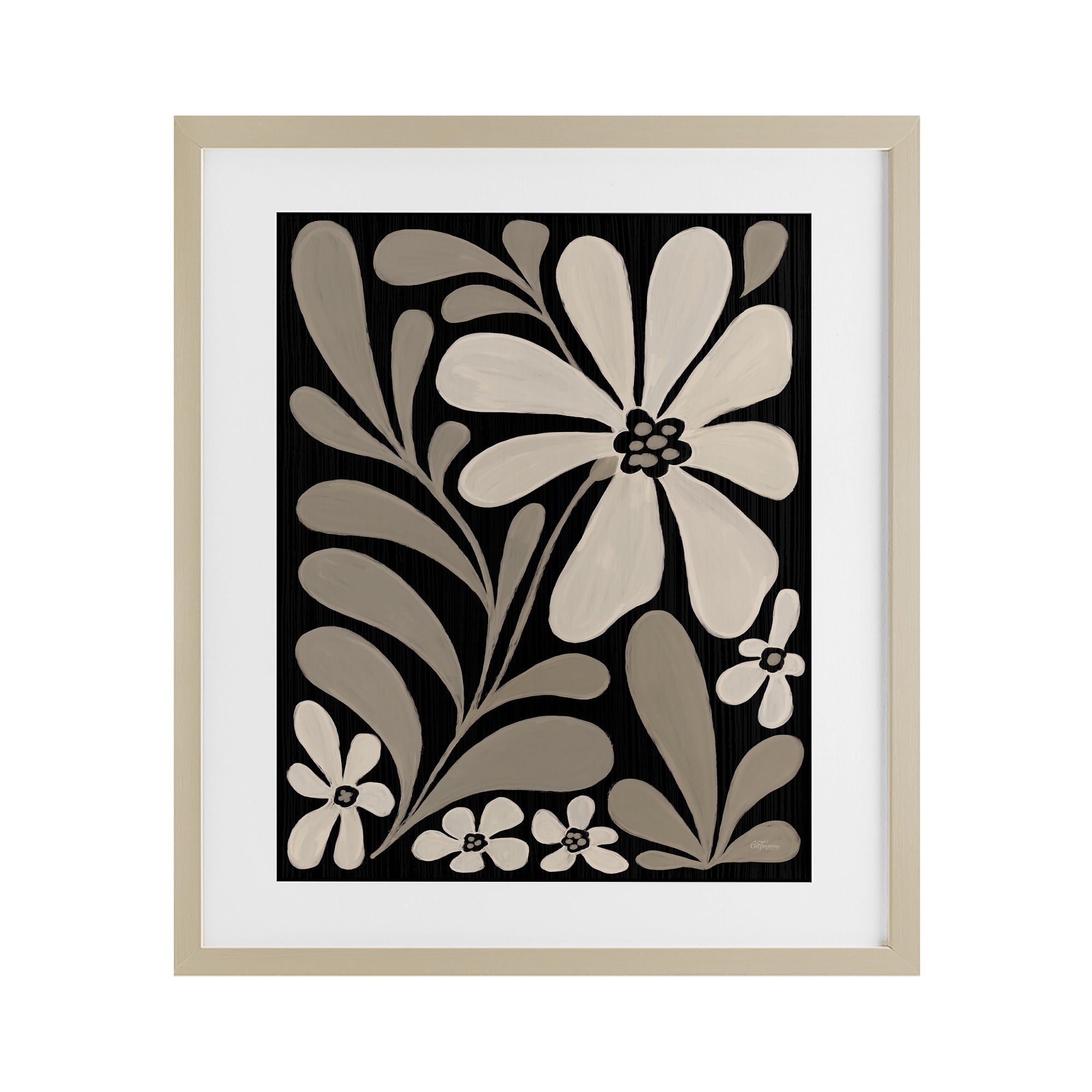 Stupell Industries Cream Modern Floral Birch Framed Print Under Glass design by Cat Thurman Designs, 21 x 17