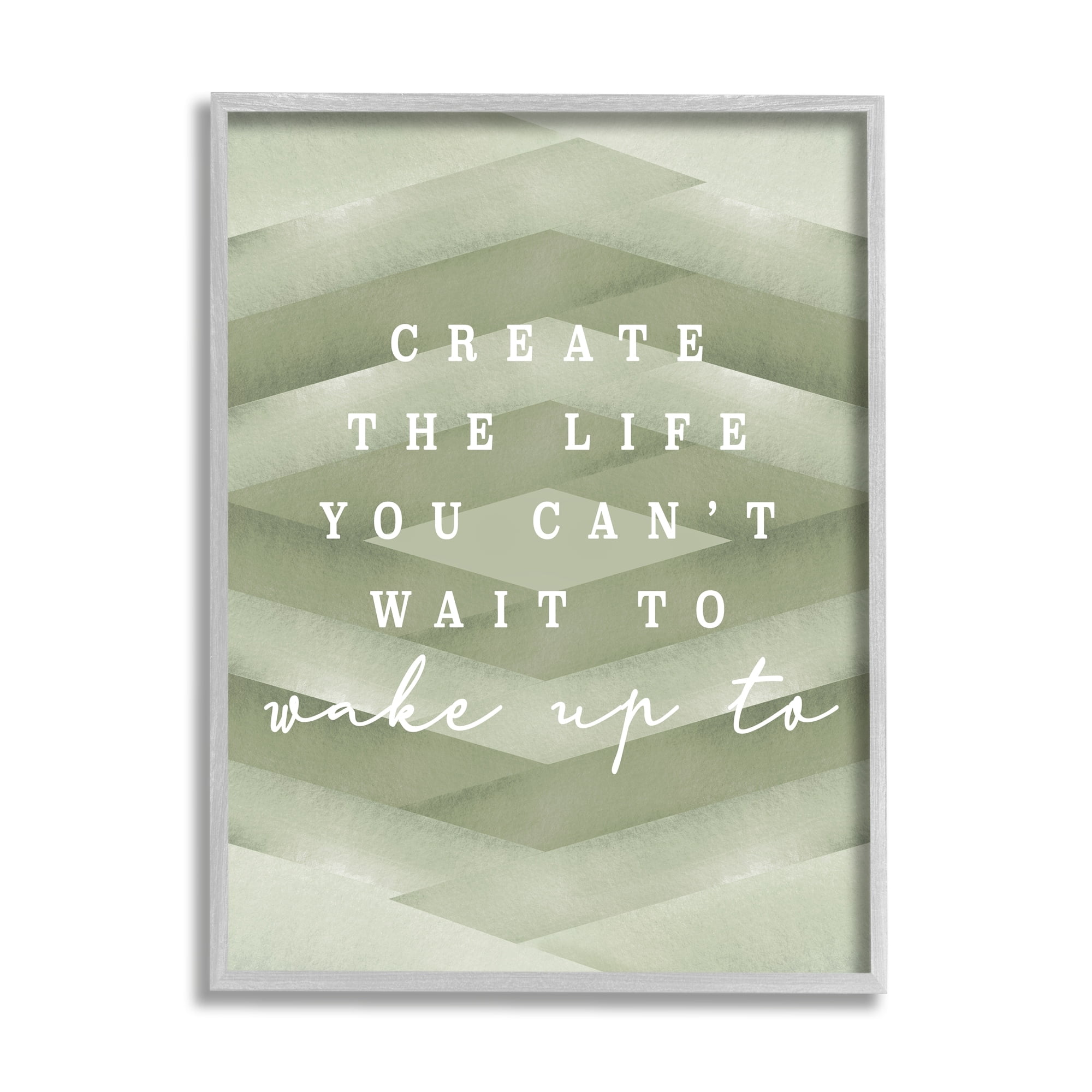 Stupell Industries Create Your Life Motivational Geometric Stripe Pattern Shapes Graphic Art Gray Framed Art Print Wall Art, Design by Daphne Polselli