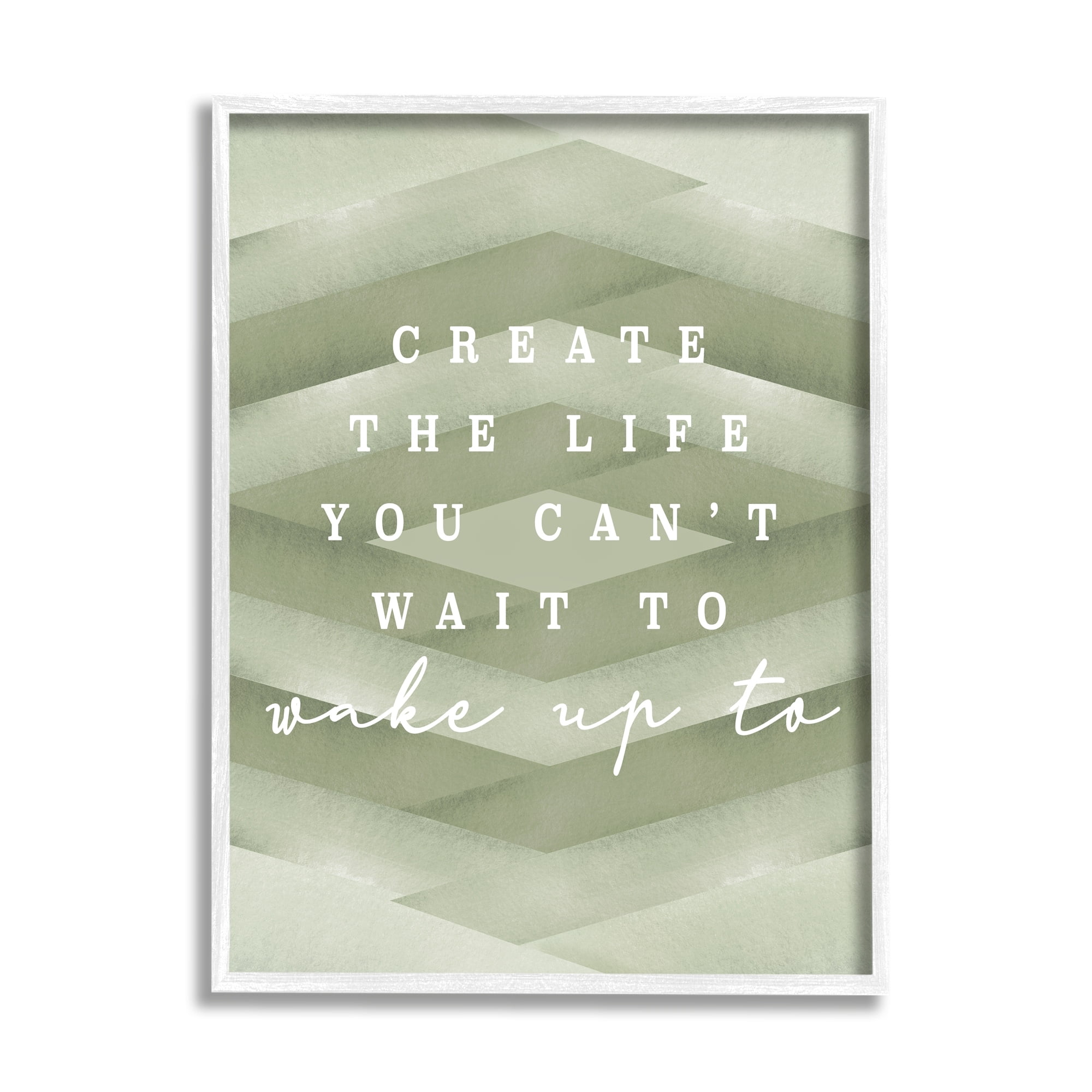 Stupell Industries Create Your Life Motivational Geometric Stripe Pattern Shapes Graphic Art White Framed Art Print Wall Art, Design by Daphne Polselli