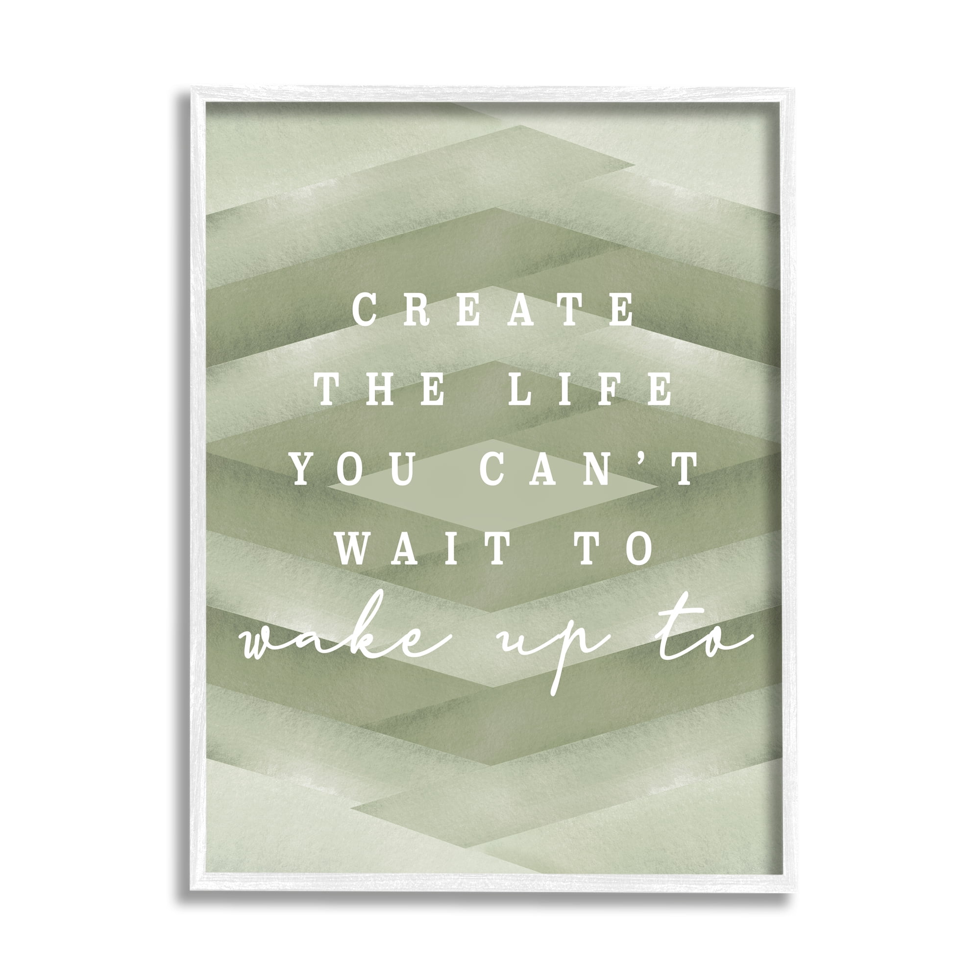 Stupell Industries Create Your Life Motivational Geometric Stripe Pattern Shapes Graphic Art White Framed Art Print Wall Art, Design by Daphne Polselli