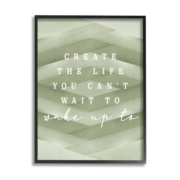 Stupell Industries Create Your Life Motivational Geometric Stripe Pattern Shapes Graphic Art Black Framed Art Print Wall Art, Design by Daphne Polselli