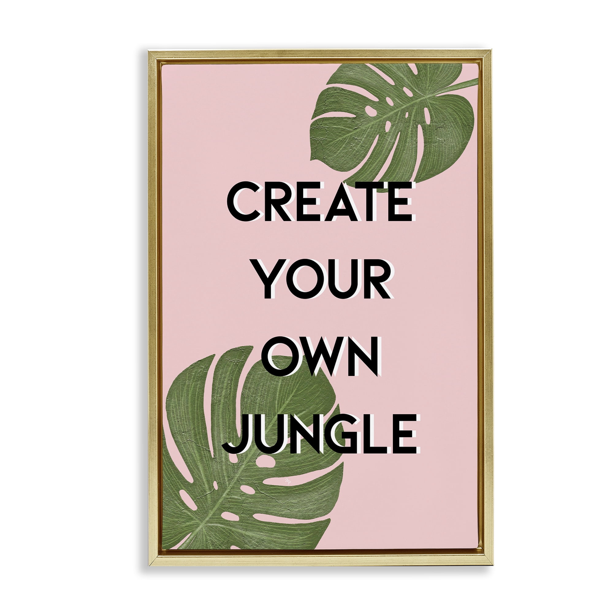 Stupell Industries Create Your Own Jungle Gold Framed Floater Canvas Wall Art, design by Martina Pavlova