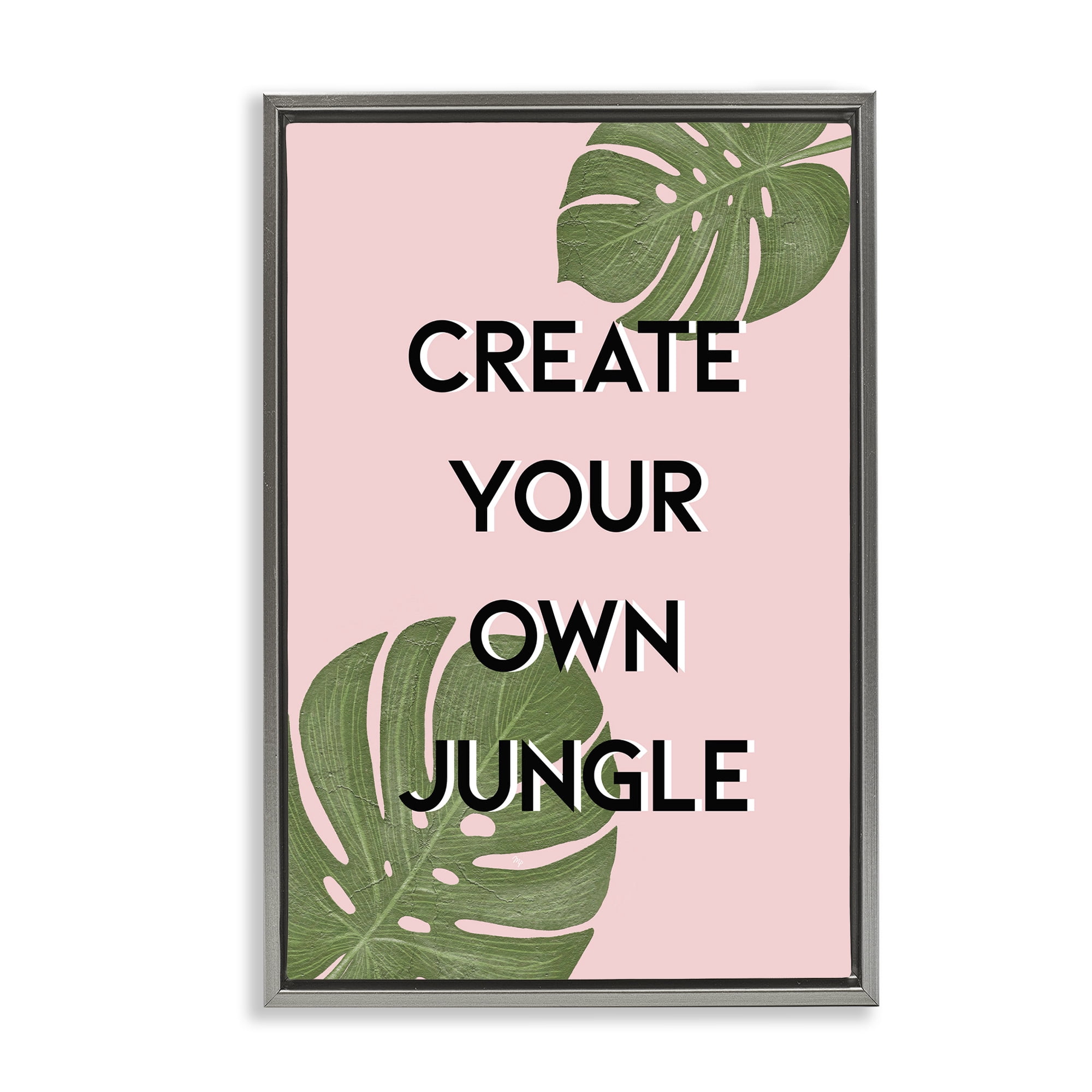 Stupell Industries Create Your Own Jungle Gray Framed Floater Canvas Wall Art, design by Martina Pavlova