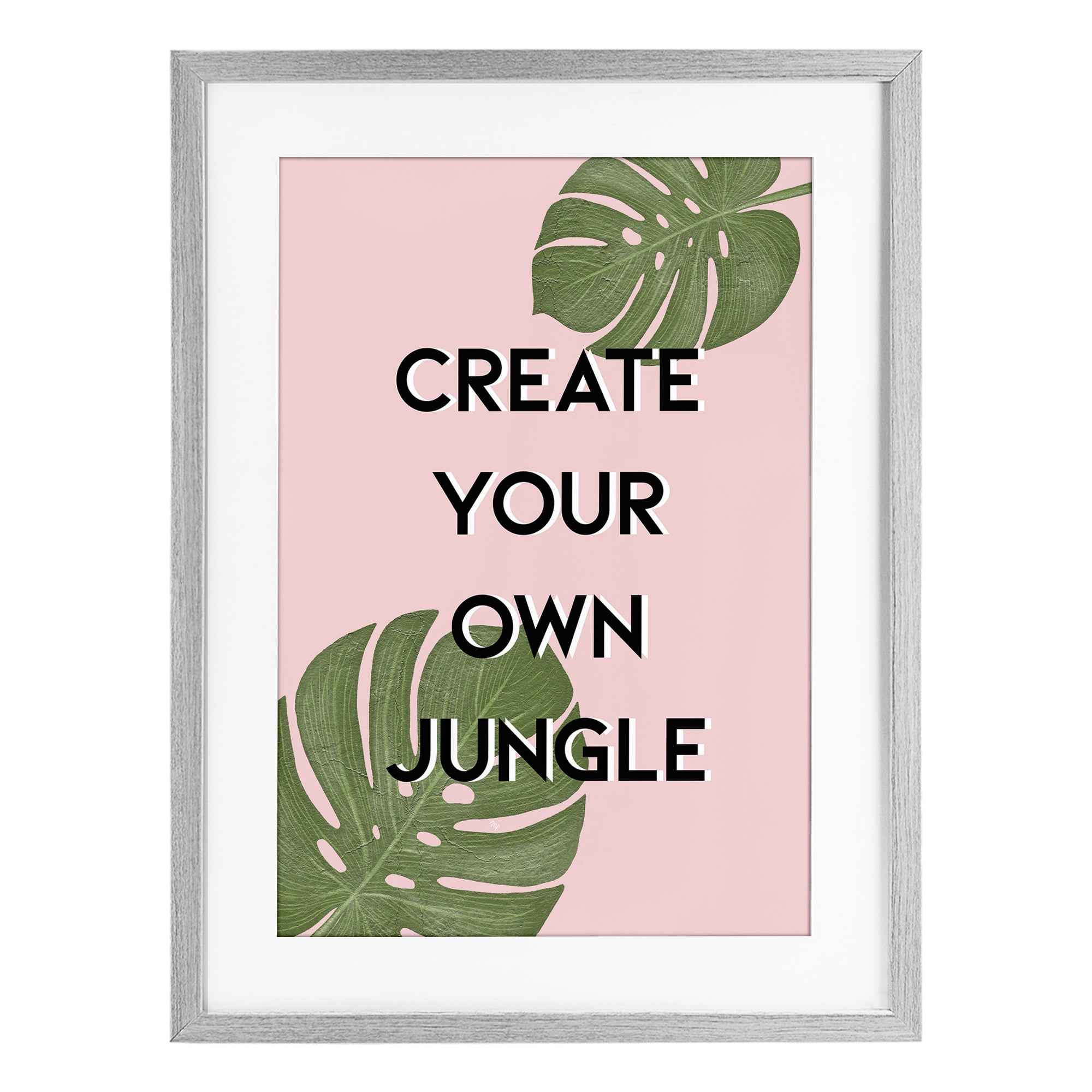 Stupell Industries Create Your Own Jungle Gray Framed Print Under Glass, design by Martina Pavlova