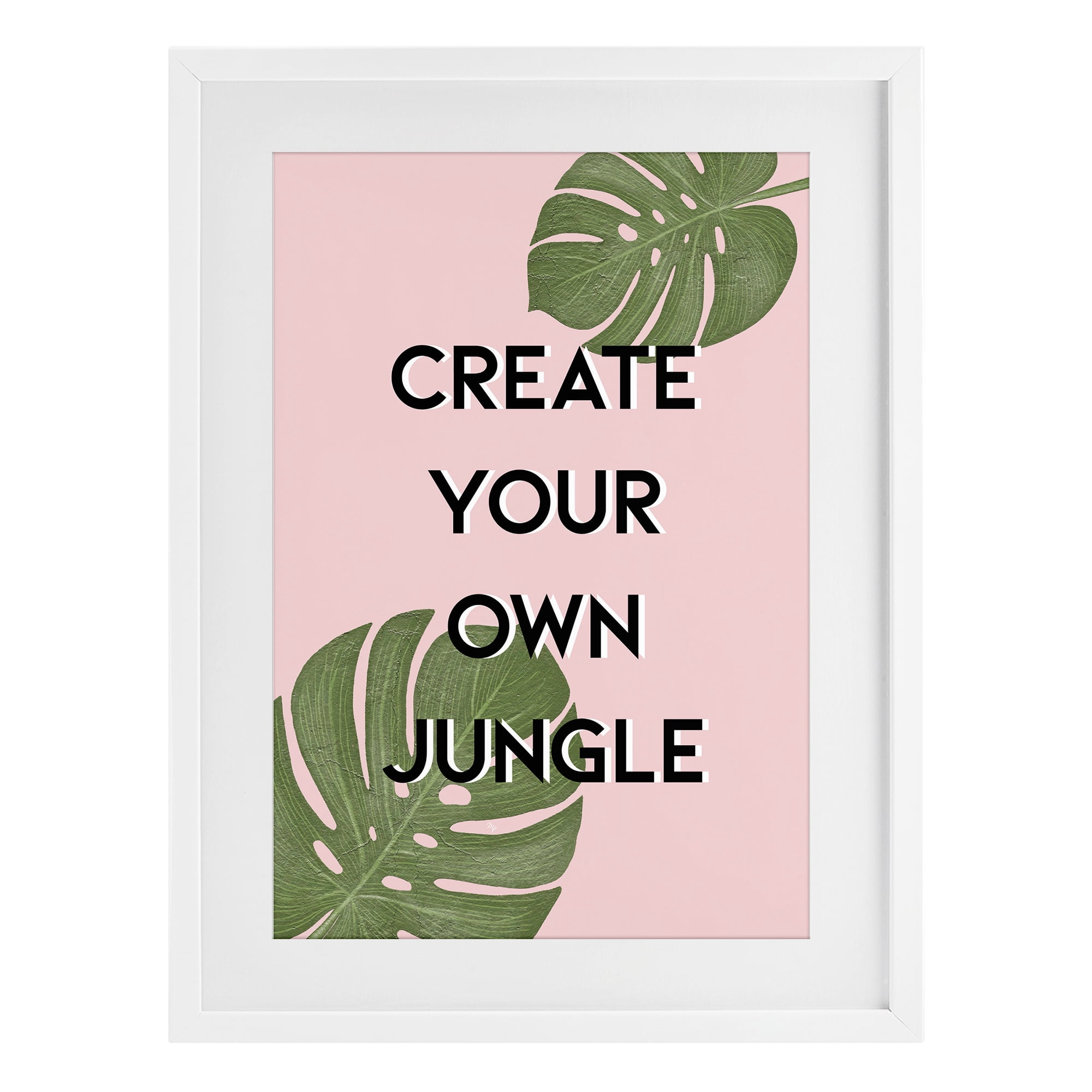 Stupell Industries Create Your Own Jungle White Framed Print Under Glass, design by Martina Pavlova