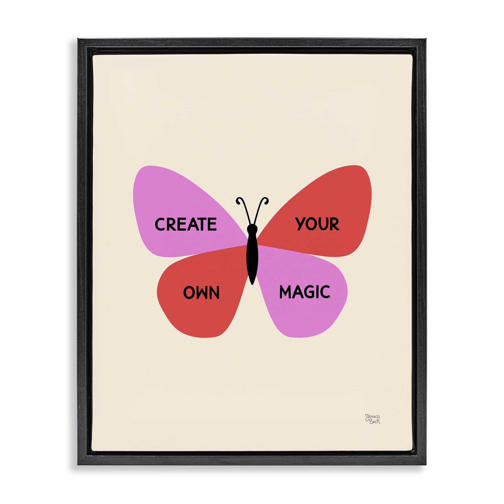 Stupell Industries Create Your Own Magic Animals Painting Black Floater Framed Canvas Art Print Wall Art, 17 x 21