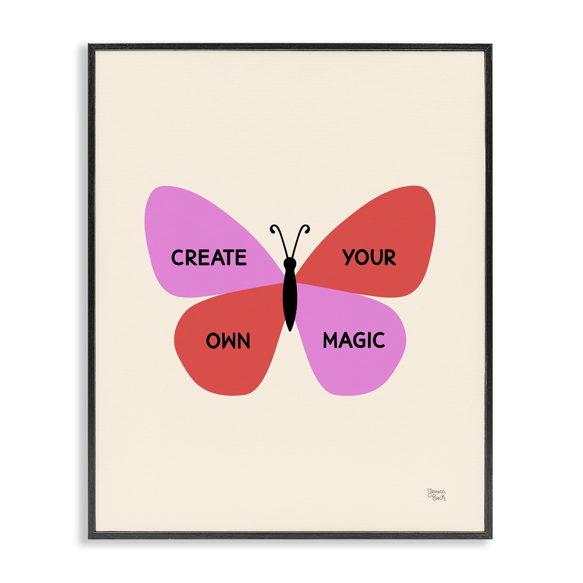 Stupell Industries Create Your Own Magic Animals Painting Black Framed Art Print Wall Art, 11 x 14
