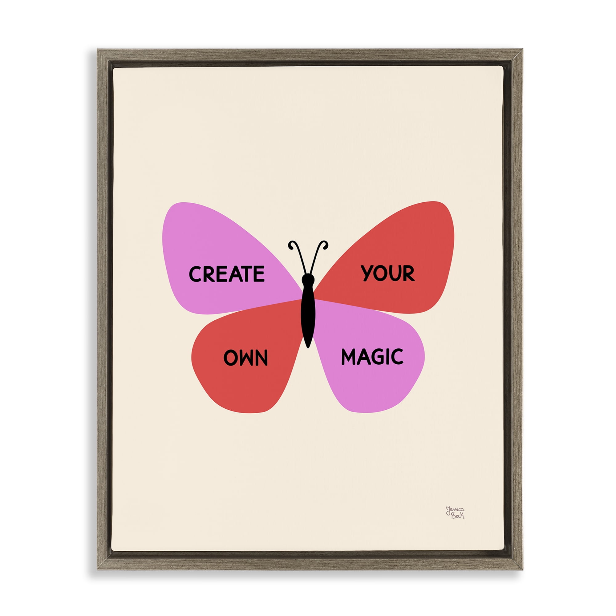 Stupell Industries Create Your Own Magic Animals Painting Brown Floater Framed Canvas Art Print Wall Art, 25 x 31