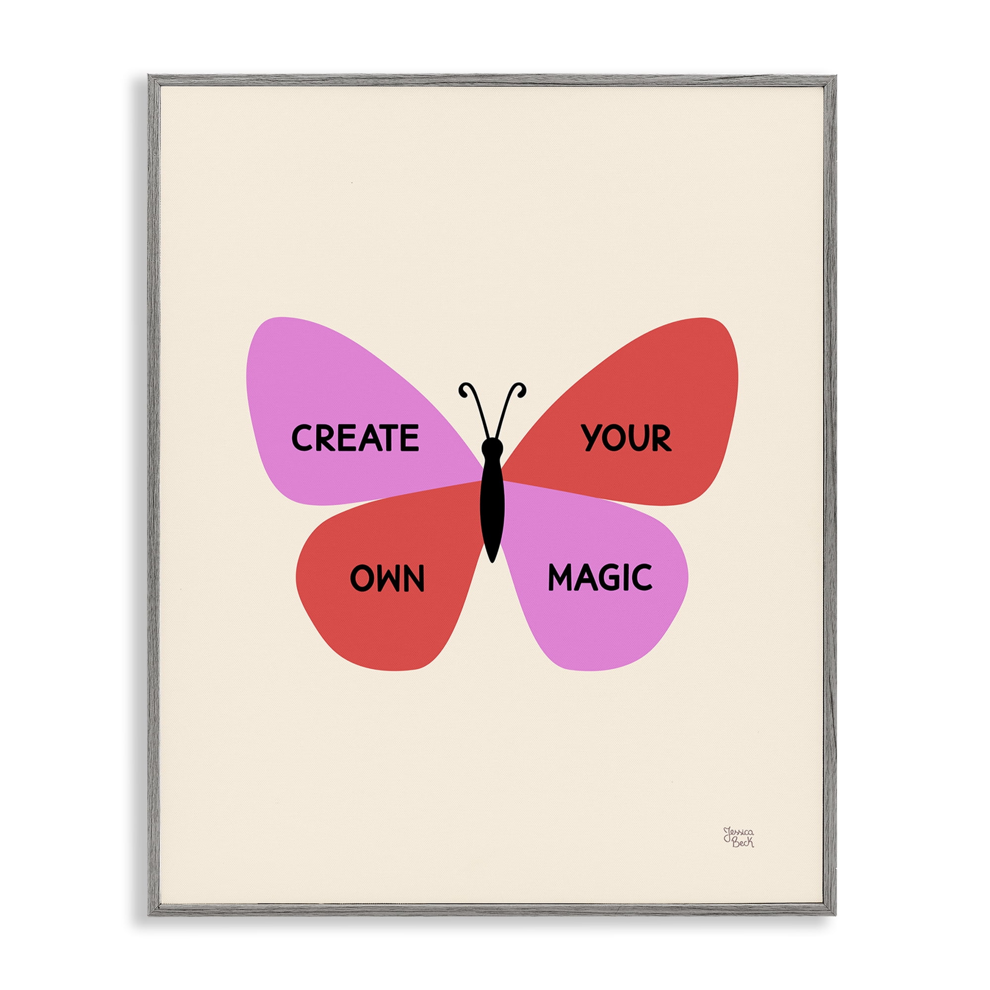 Stupell Industries Create Your Own Magic Animals Painting Gray Framed Art Print Wall Art, 16 x 20