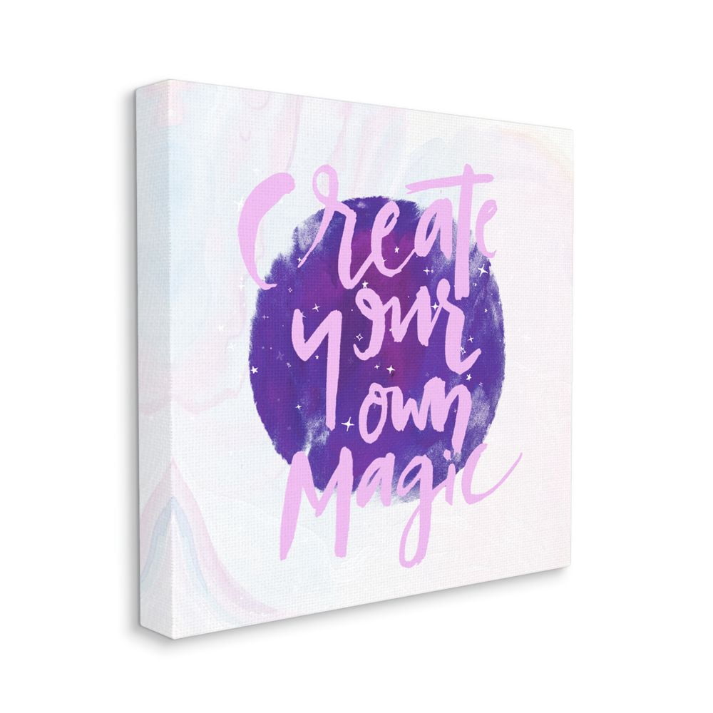 Stupell Industries Create Your Own Magic Purple Stars Inspirational Girls Canvas Wall Art Design by Jennifer Paxton Parker, 30" x 30"