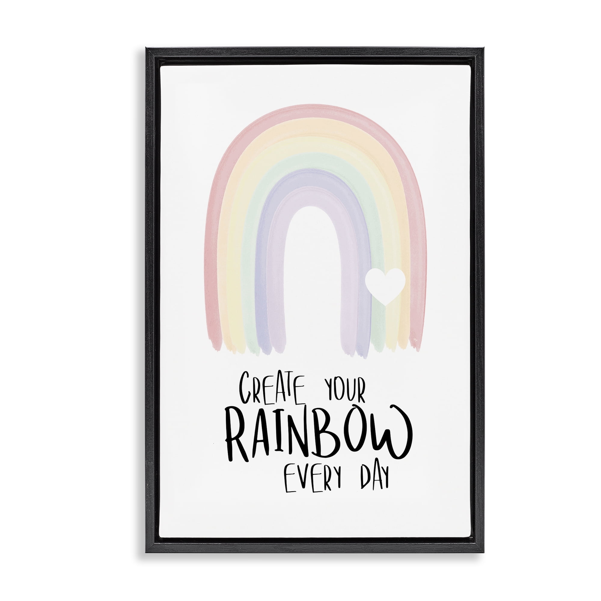 Stupell Industries Create Your Rainbow Text & Numbers Painting Black Floater Framed Canvas Art Print Wall Art, 21 x 31