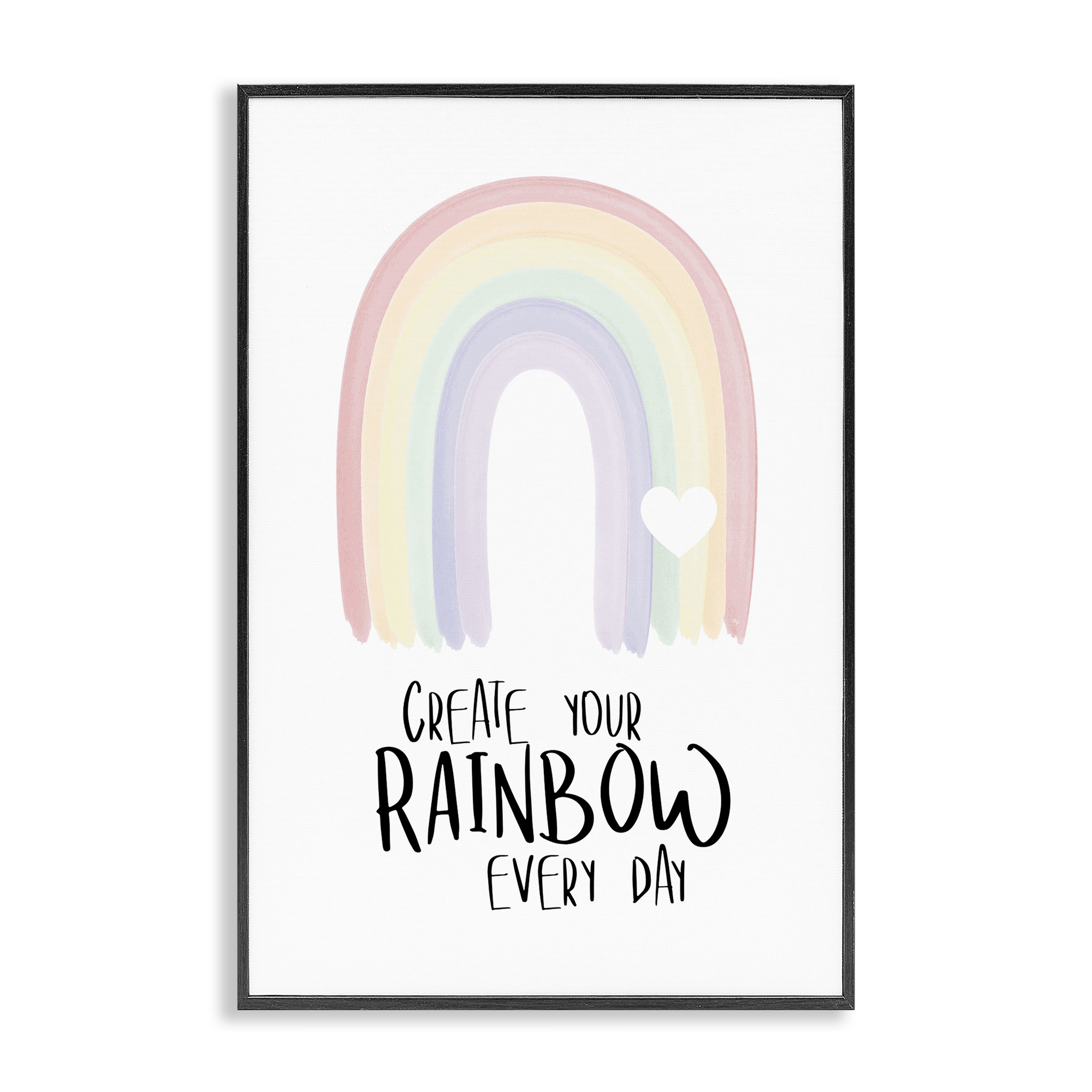 Stupell Industries Create Your Rainbow Text & Numbers Painting Black Framed Art Print Wall Art, 12 x 18