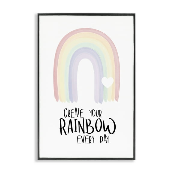 Stupell Industries Create Your Rainbow Text & Numbers Painting Black Framed Art Print Wall Art, 12 x 18