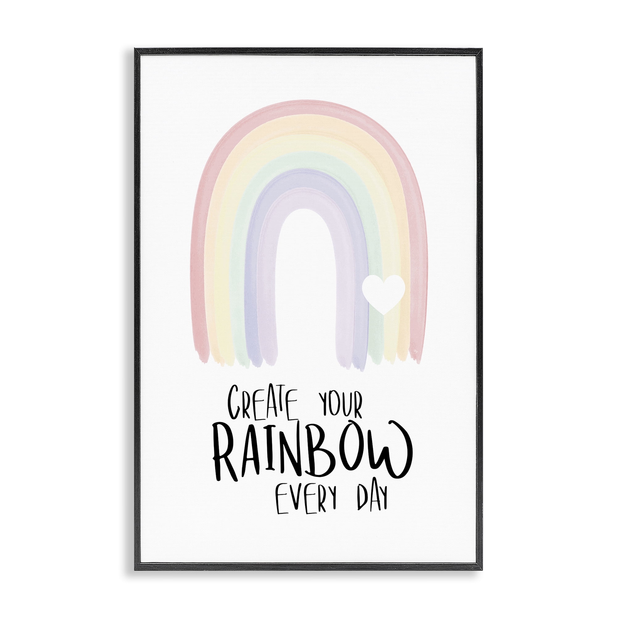 Stupell Industries Create Your Rainbow Text & Numbers Painting Black Framed Art Print Wall Art, 20 x 30