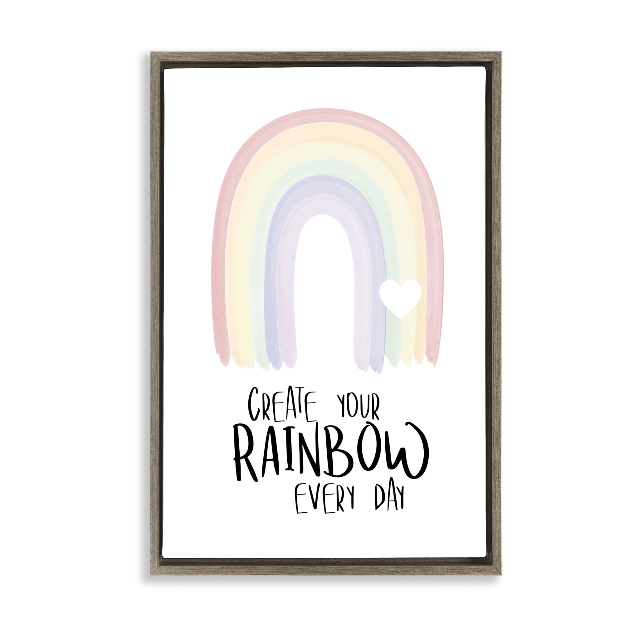 Stupell Industries Create Your Rainbow Text & Numbers Painting Brown Floater Framed Canvas Art Print Wall Art, 17 x 25