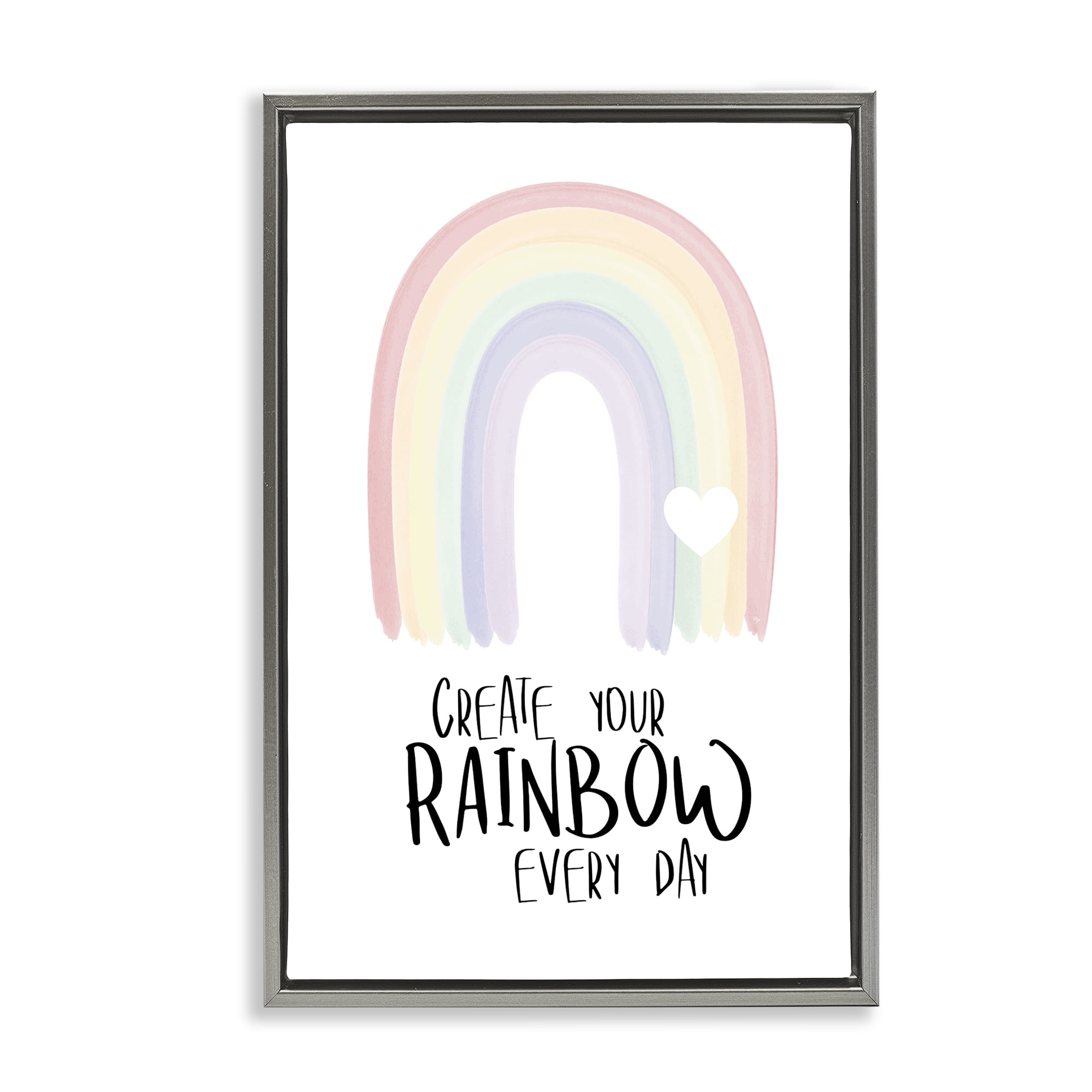 Stupell Industries Create Your Rainbow Text & Numbers Painting Gray Floater Framed Canvas Art Print Wall Art, 21 x 31