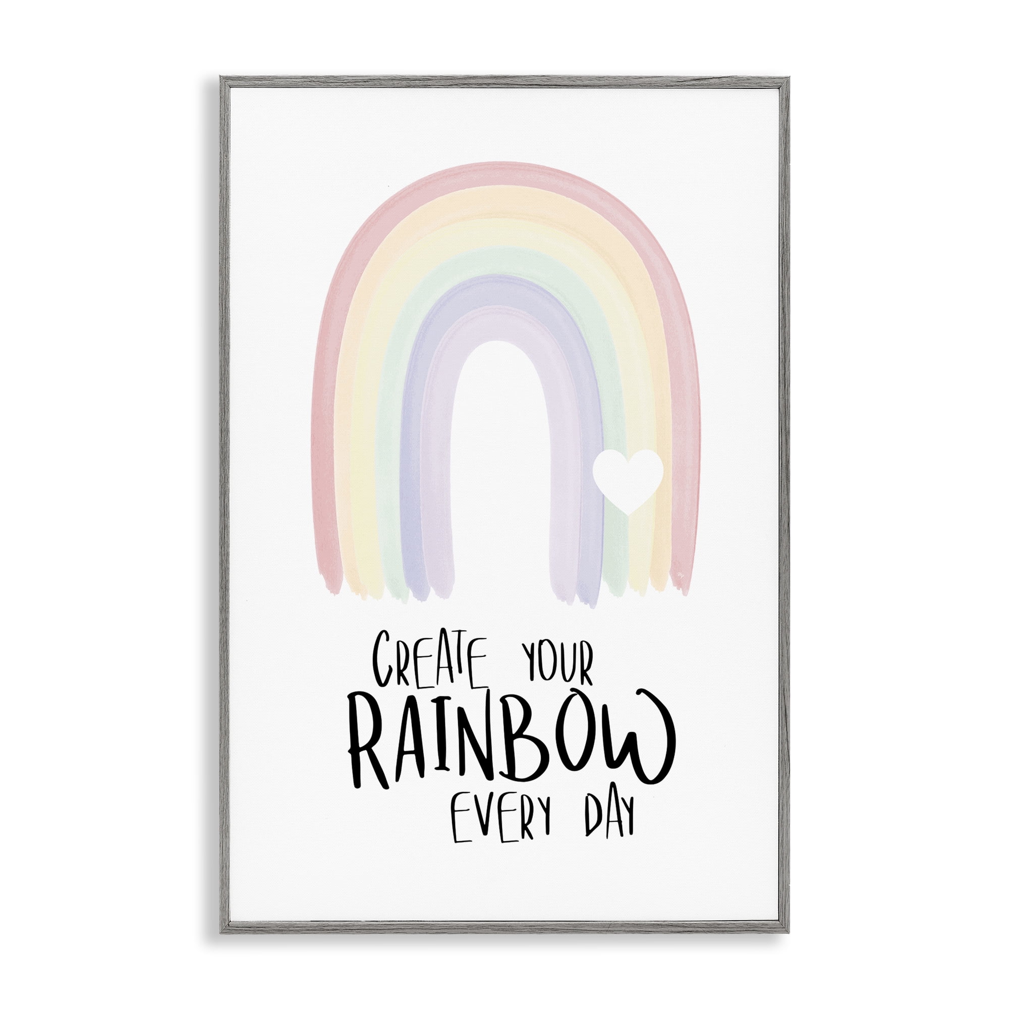 Stupell Industries Create Your Rainbow Text & Numbers Painting Gray Framed Art Print Wall Art, 20 x 30