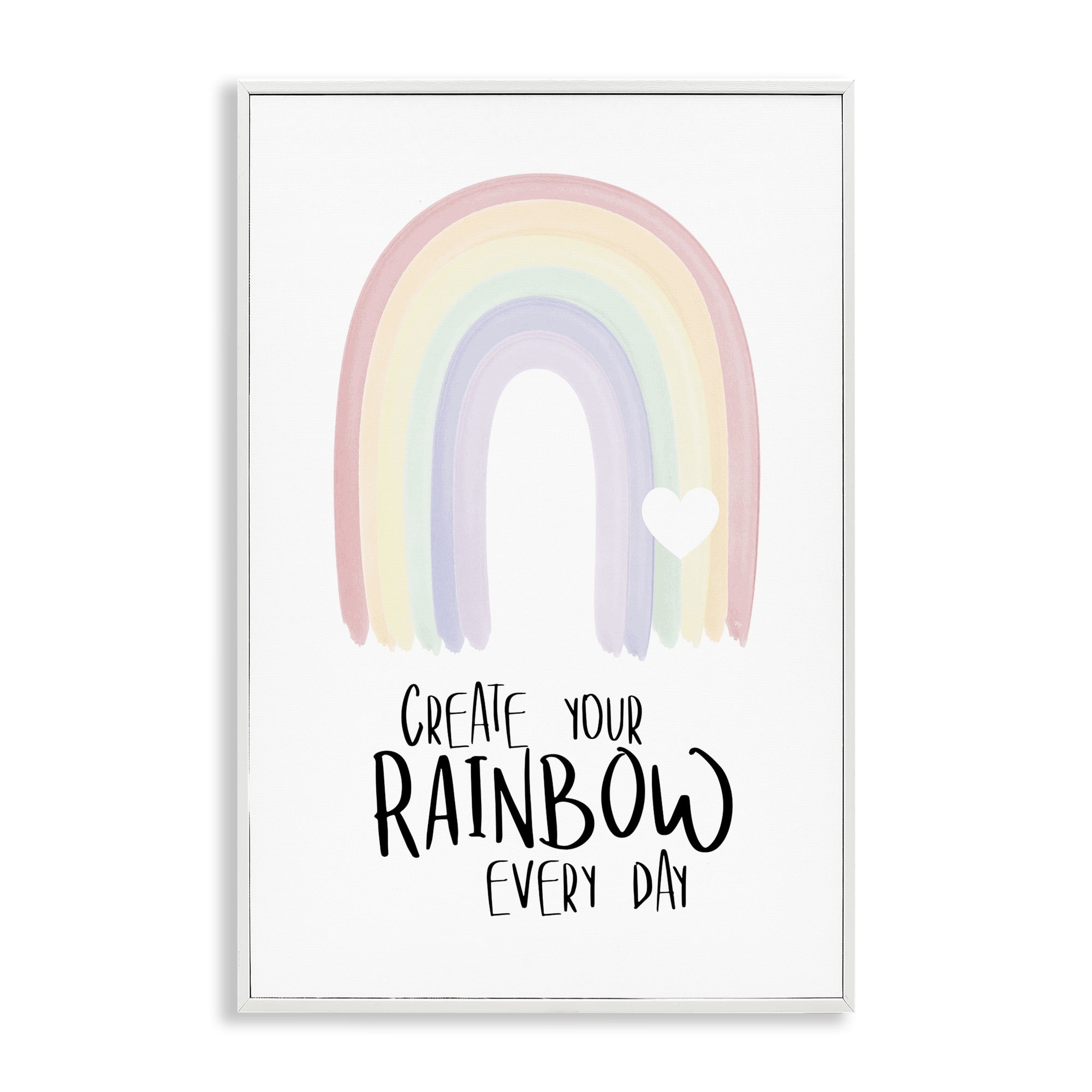 Stupell Industries Create Your Rainbow Text & Numbers Painting White Framed Art Print Wall Art, 12 x 18