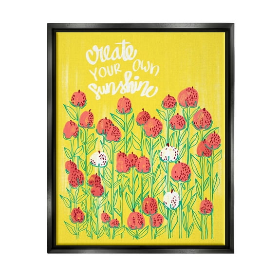 Stupell Industries Create Your Sunshine Floral Botanical & Floral Painting Black Floater Framed Art Print Wall Art, 17 x 21