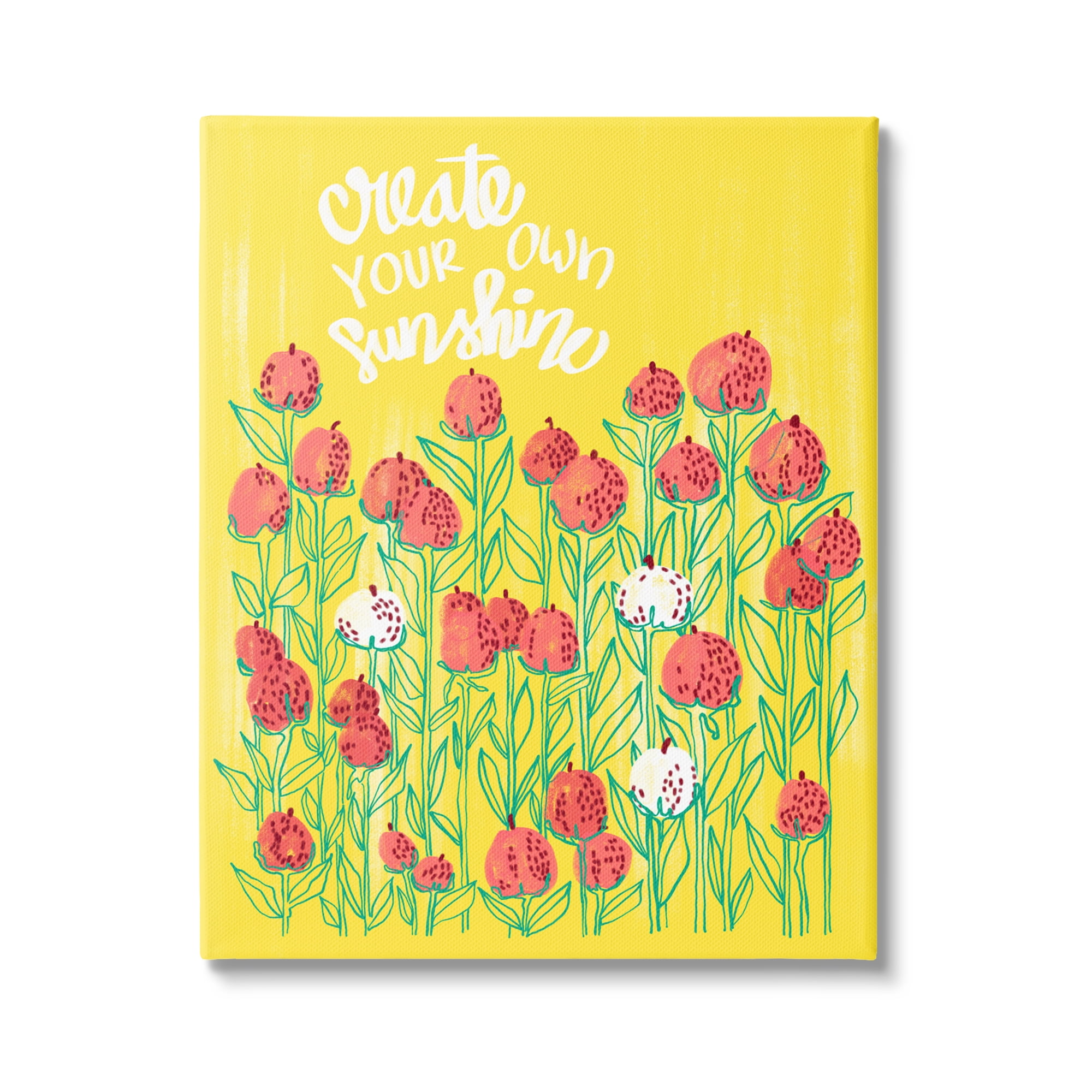 Stupell Industries Create Your Sunshine Floral Botanical & Floral Painting Gallery Wrapped Canvas Print Wall Art, 36 x 48