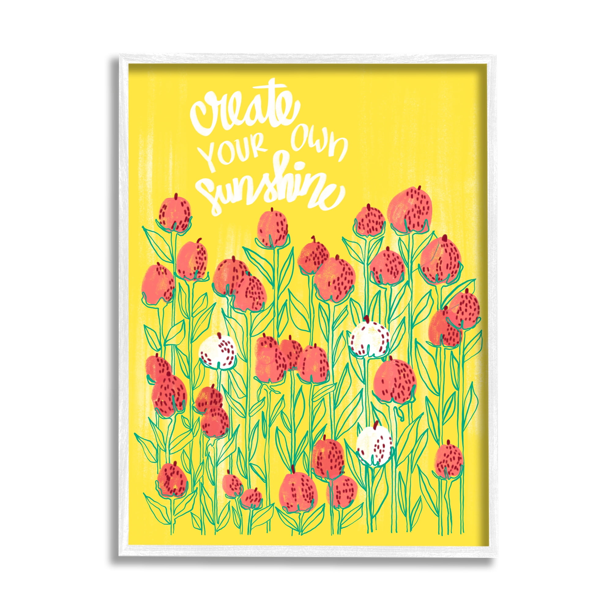 Stupell Industries Create Your Sunshine Floral Botanical & Floral Painting White Framed Art Print Wall Art, 11 x 14